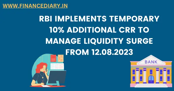 RBI IMPLEMENTS TEMPORARY ADDITIONAL CRR TO MANAGE LIQUIDITY SURGE